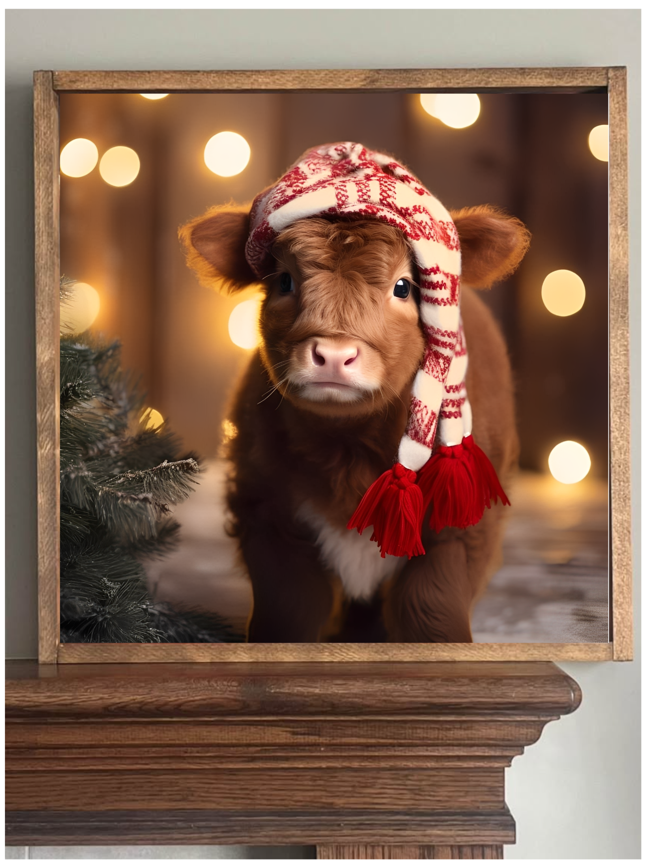 Stocking Hat Highland Cow Farmhouse Sign