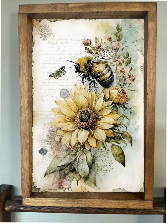 Sunflower Bee Farmhouse Sign