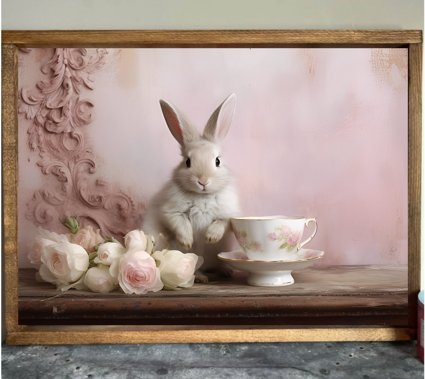 Tea Time Bunny Farmhouse Sign