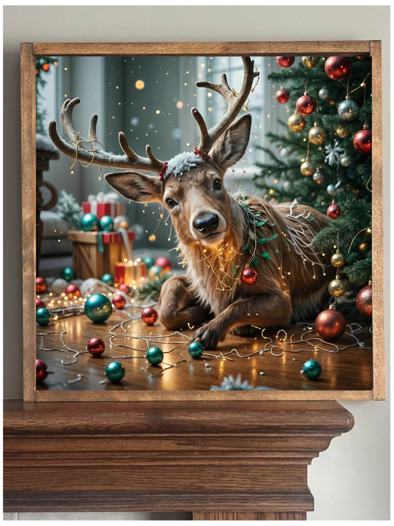 Tree Decorating Reindeer Farmhouse Sign