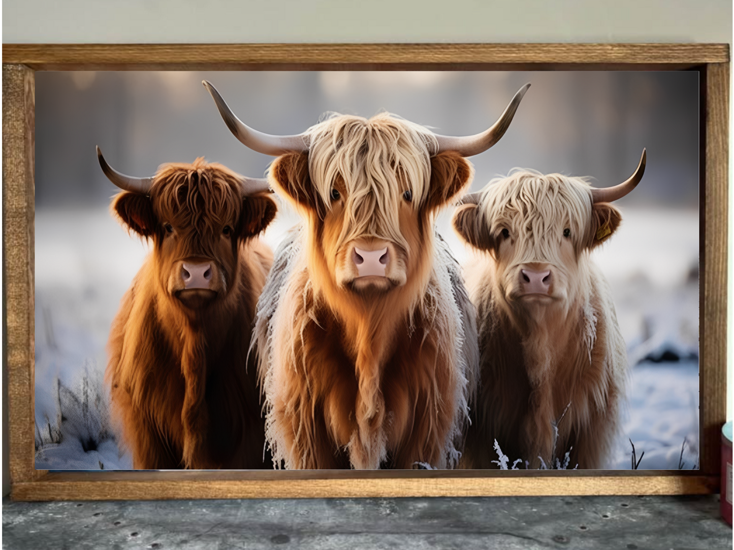 Triple Trouble Highland Cow Farmhouse Sign