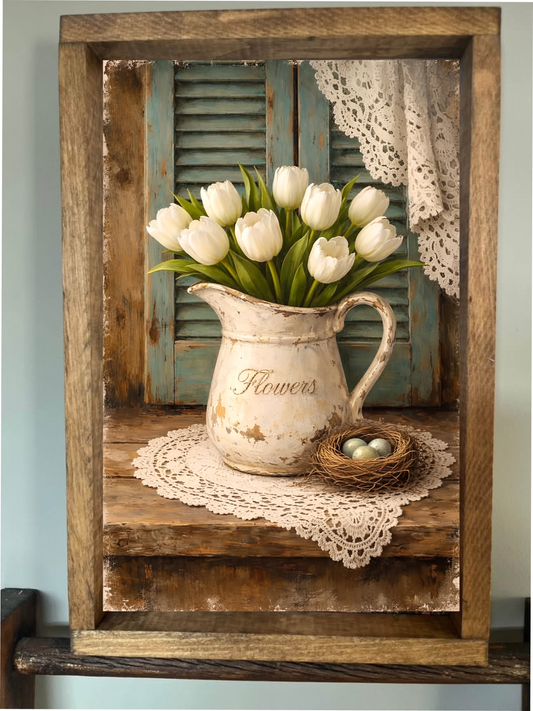 Tulip Flowers Farmhouse Sign