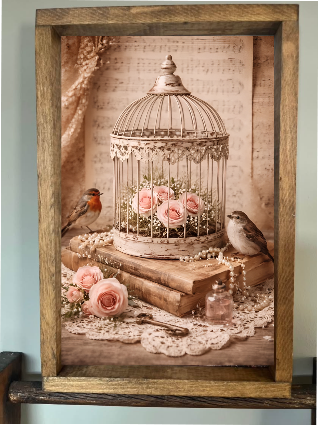 Vintage Birdcage Farmhouse Sign