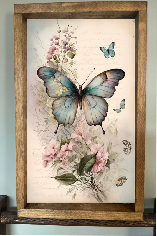Vintage Butterfly Farmhouse Sign
