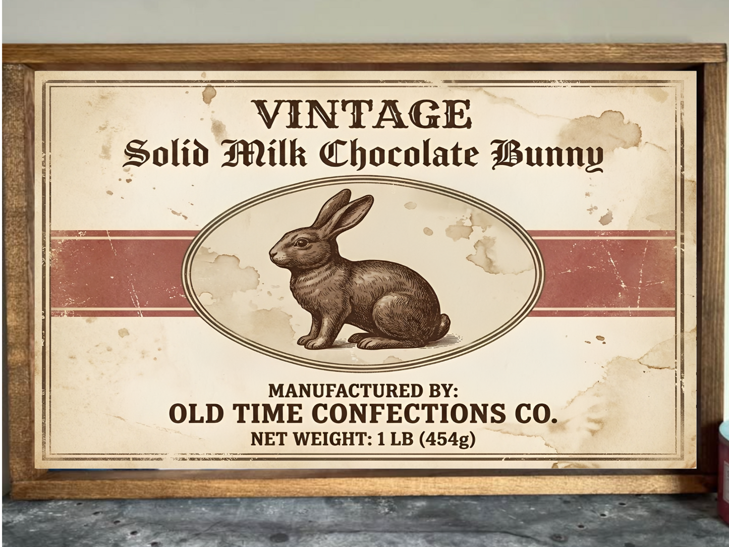 Vintage Chocolate Bunny Farmhouse Sign