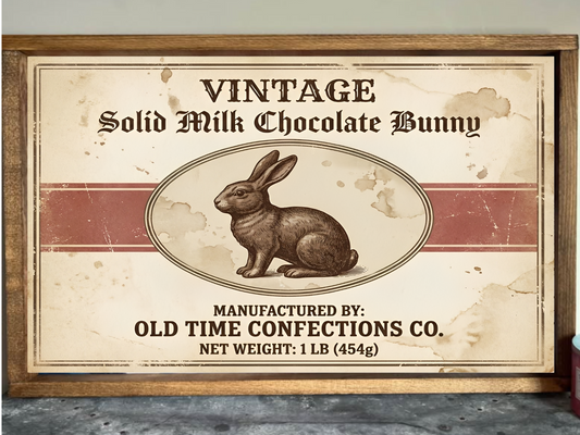 Vintage Chocolate Bunny Farmhouse Sign