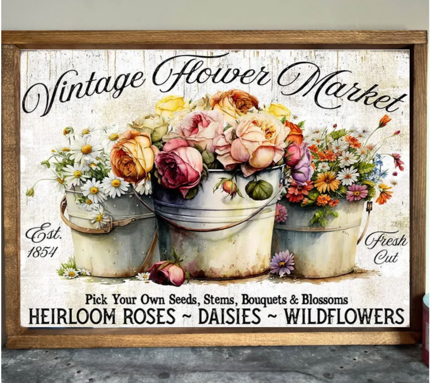 Vintage Flower Market Farmhouse Sign