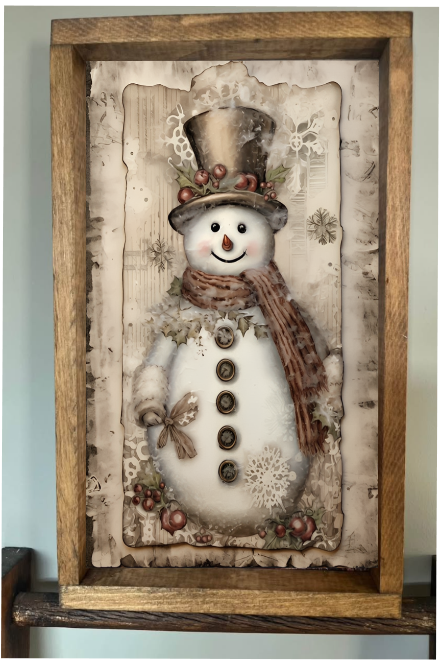 Vintage Snowman Farmhouse Sign