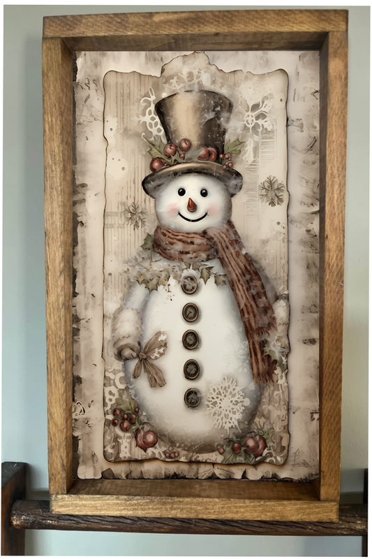 Vintage Snowman Farmhouse Sign
