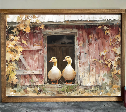 Watercolor Ducks Farmhouse Sign