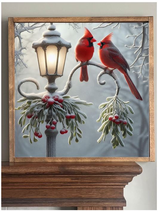 Winter Cardinals Farmhouse Sign