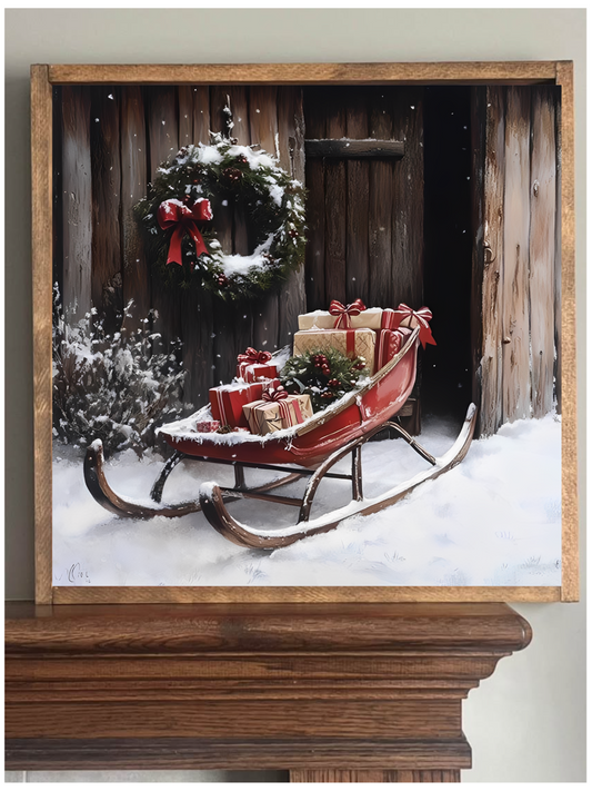 Holiday Sleigh Farmhouse Sign