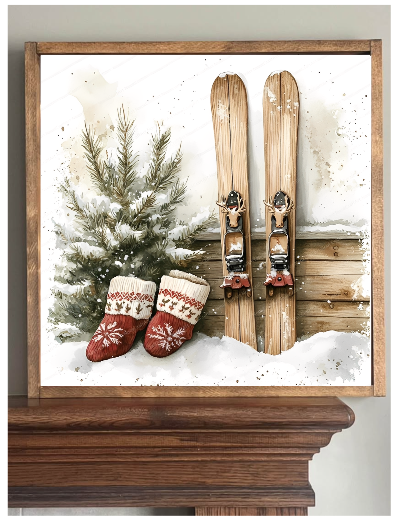 Vintage Skis Farmhouse Sign
