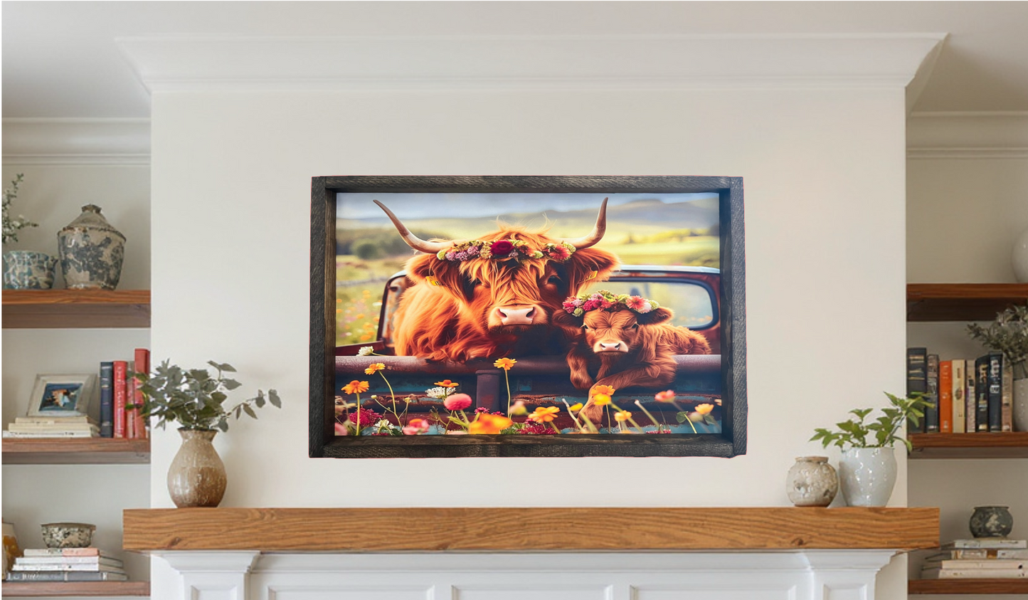 Flower Girls Highland Cow Farmhouse Sign