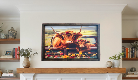 Flower Girls Highland Cow Farmhouse Sign