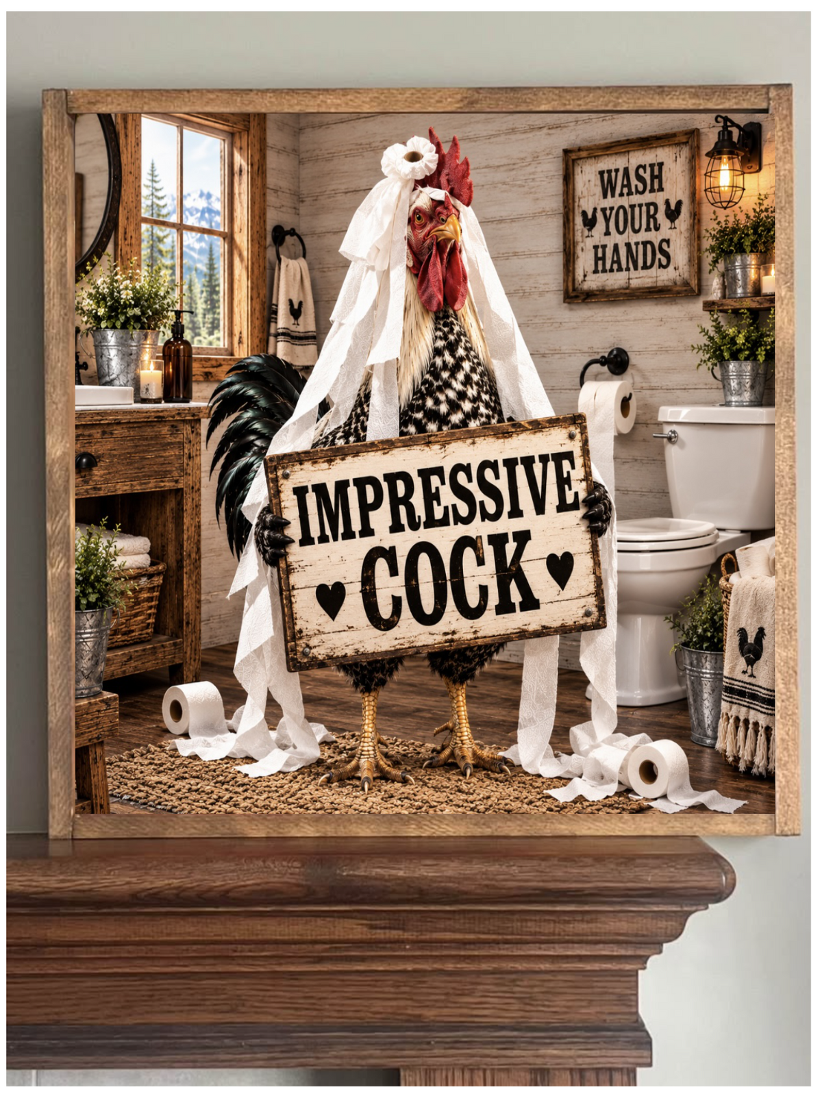 Impressive Cock Farmhouse Sign