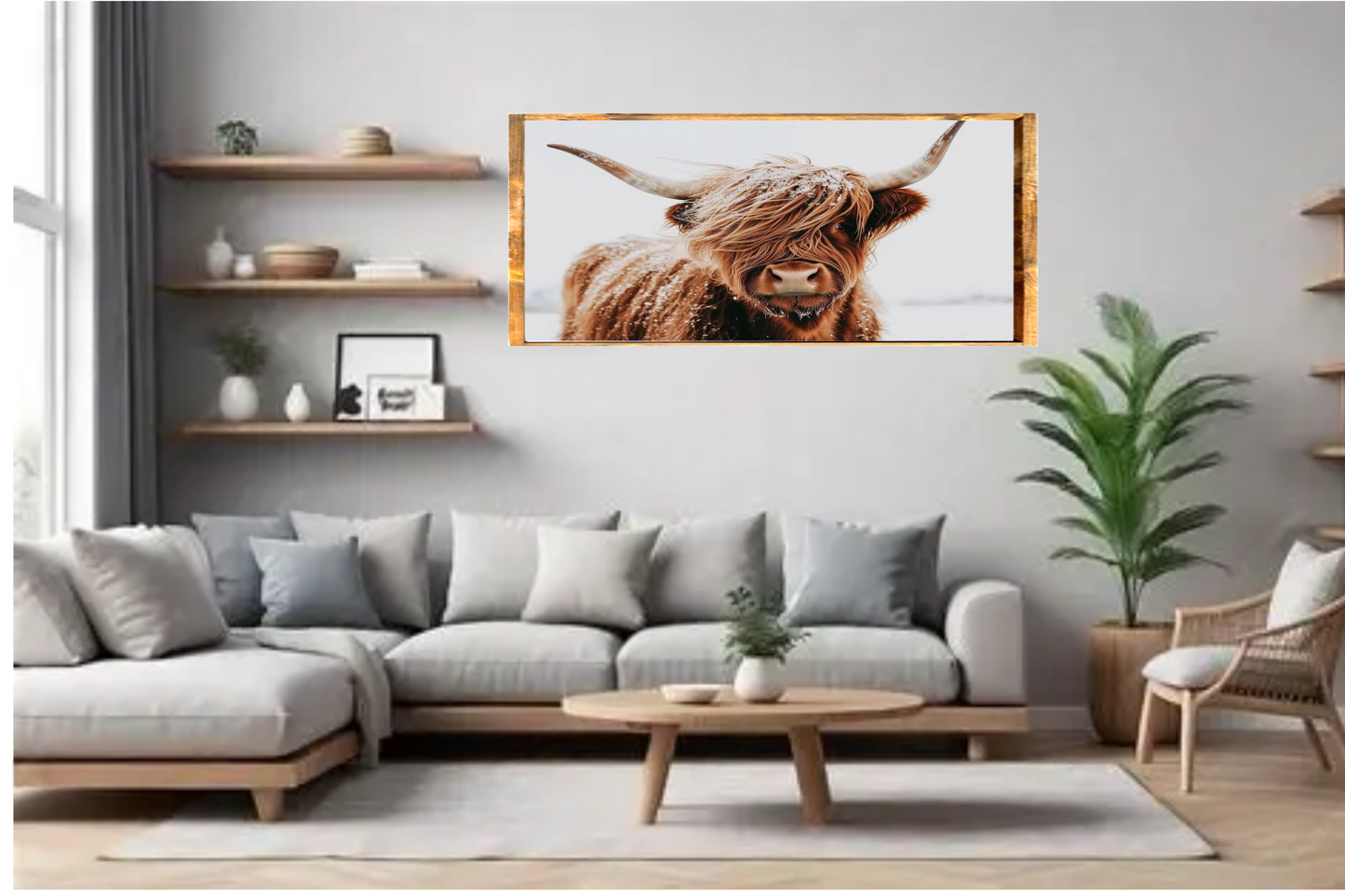 In the Snow Highland Cow Farmhouse Sign