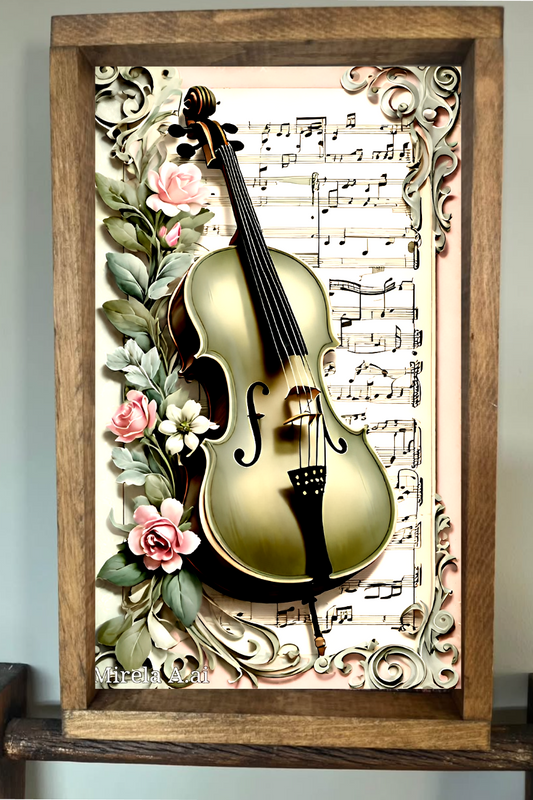 Pretty Violin Music Farmhouse Sign