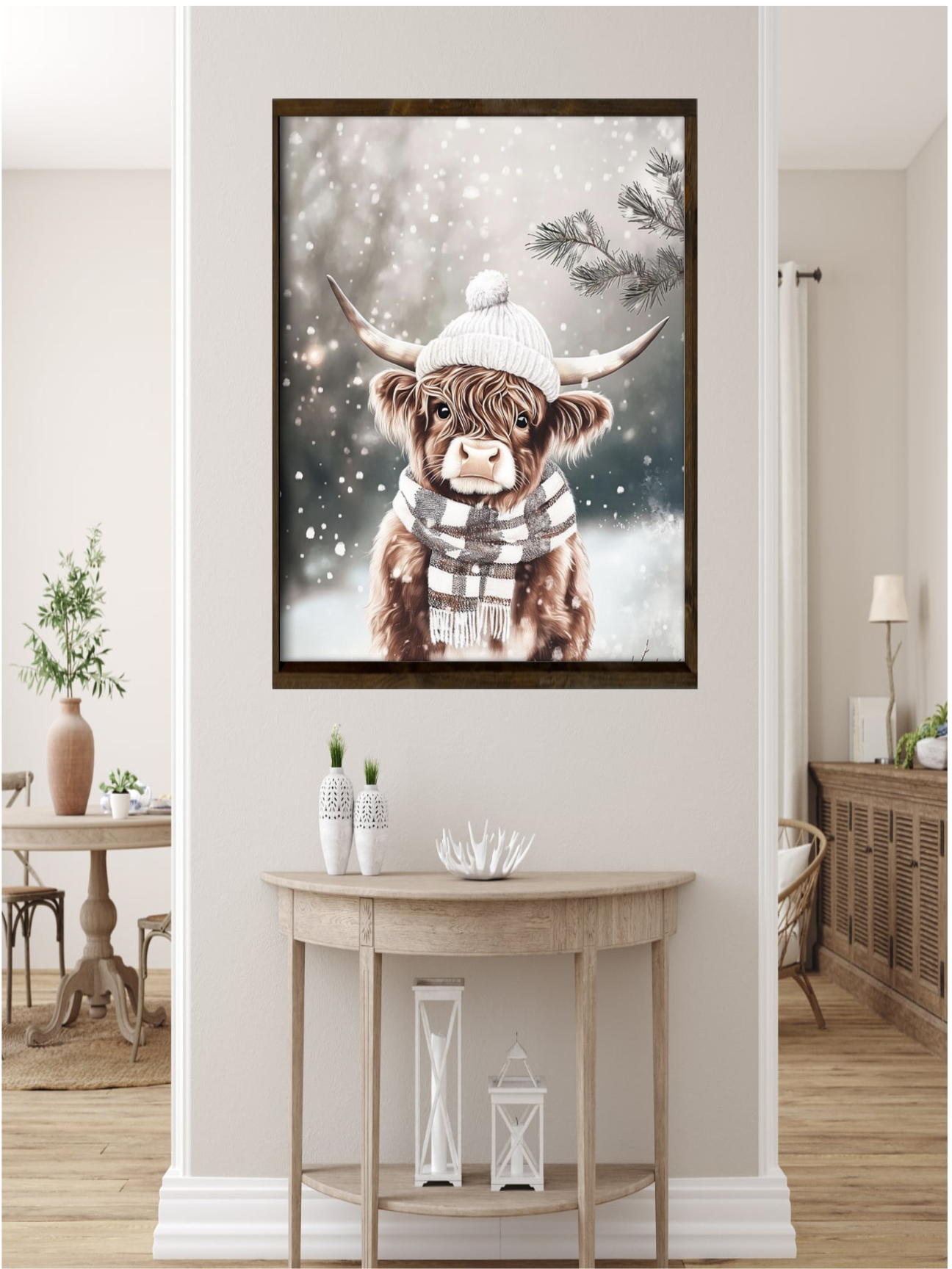 Snow Baby Highland Cow Farmhouse Sign