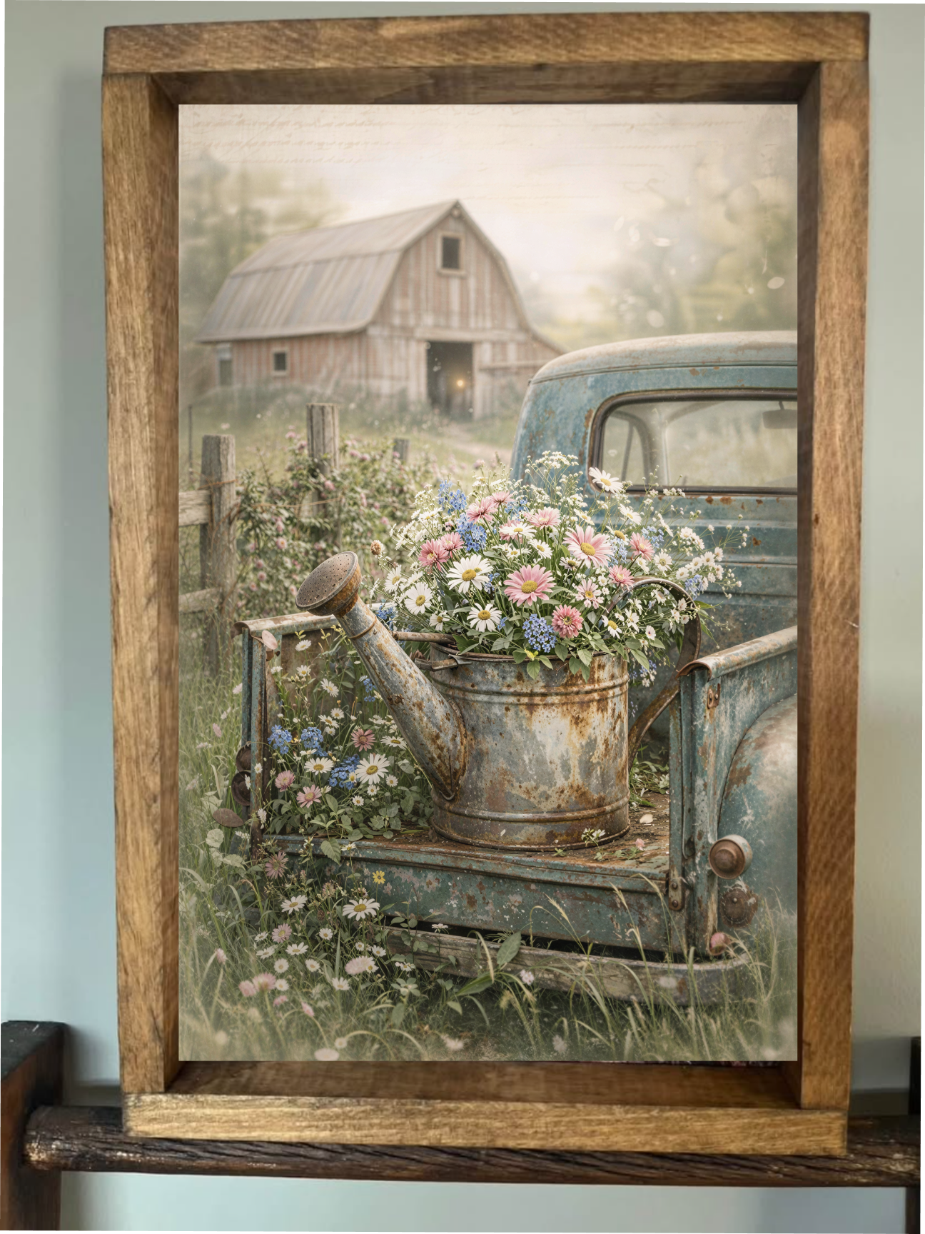 Watering Can Flowers Farmhouse Sign